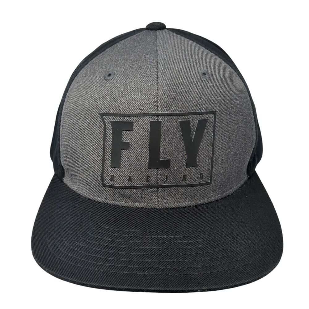 Fly Racing Snapback Hat Black One Size Adjustable Vented Holes 6 Panel